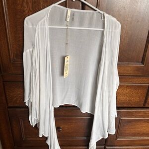 Flowy White Open-Front Cardigan